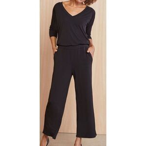 Michael Stars EEDCP67 Women Sz XS Black Evereve Short Sleeve V-Neck Jumpsuit $11